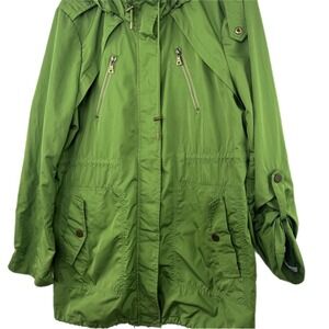 Tommy Hilfiger Hooded Windbreaker Parka Jacket Women's Bright Green Large Rain